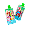 Two colorful squeeze pouches with bright green caps and blue bases, each featuring cartoon monkeys on the label: the left pouch shows apes with a safari hat and the text '120K' with flavor badges like Watermelon Ice and Blueberry Cherry, while the right pouch shows a monkey in a red jacket with a 'Summer Time' badge.