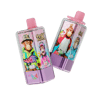 Two glossy rectangular disposable vape devices with pink mouthpieces and purple metallic bases, each wrapped in colorful labels showing stylized cartoon apes in streetwear and flavor names like Watermelon Ice, Blueberry Mint and Fuji Apple Ice against a black background
