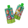Two green-capped vape juice bottles tilted diagonally with colorful monkey cartoon artwork on the labels against a black background.