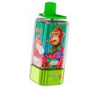 Neon-green and black rectangular vape bottle with a tall green cap, featuring a colorful cartoon monkey label showing a monkey smoking a cigar and a strawberry mango flavor badge.