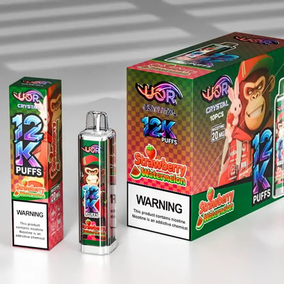 UOR Crystal 12K Disposable Vape with Screen 12000 Puffs Rechargeable Sleek Design with LED Display Strawberry Watermelon