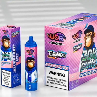 UOR Tornado 30K Puffs Disposable Vape with Screen 30000 Puffs Rechargeable LED Display for Battery & E-Liquid Blueberry Ice